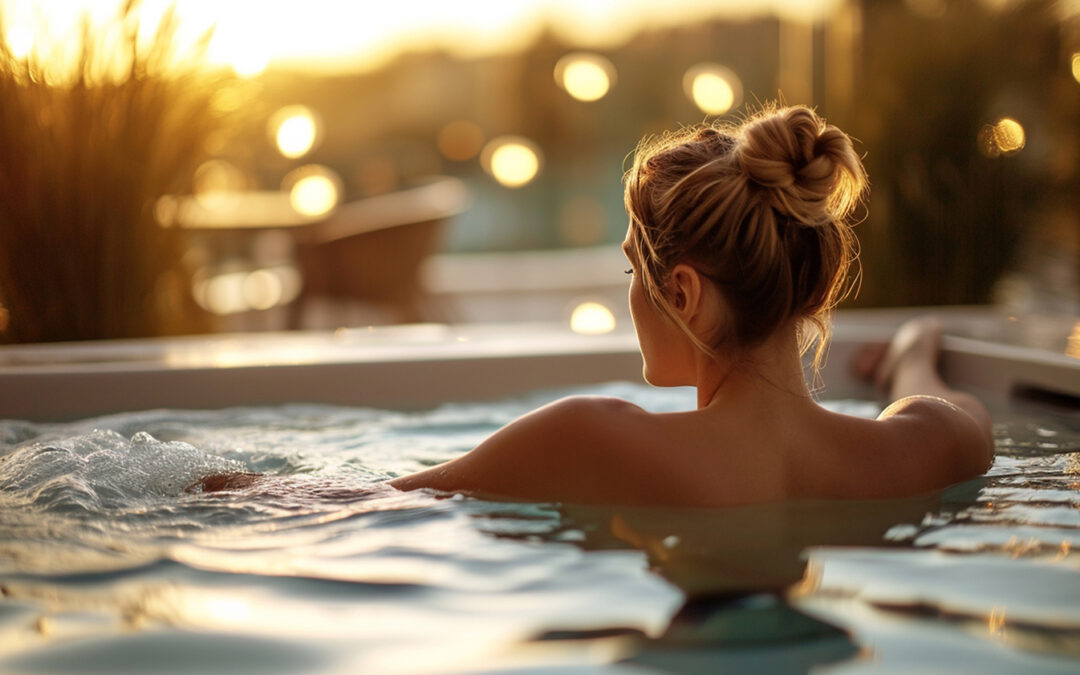 Girl in Outdoor Hot tub