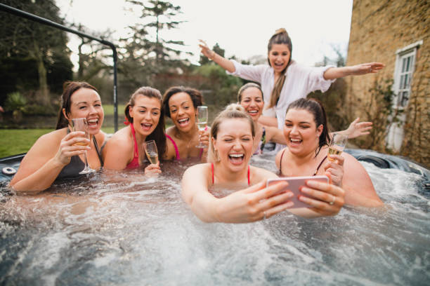 Outdoor hot tub party